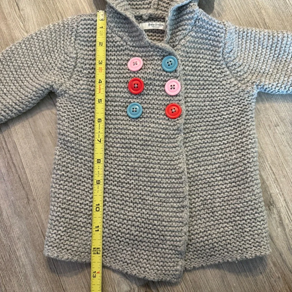 Baby Boden 6-12 Months Knit Wool Cashmere‎ Button Hoodie Cardigan